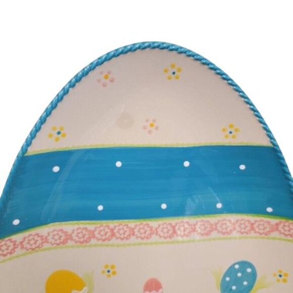 Temp-tations Old World 15" Egg Hunt/Spring Easter Ceramic Platter Serving Plate - Picture 3 of 7